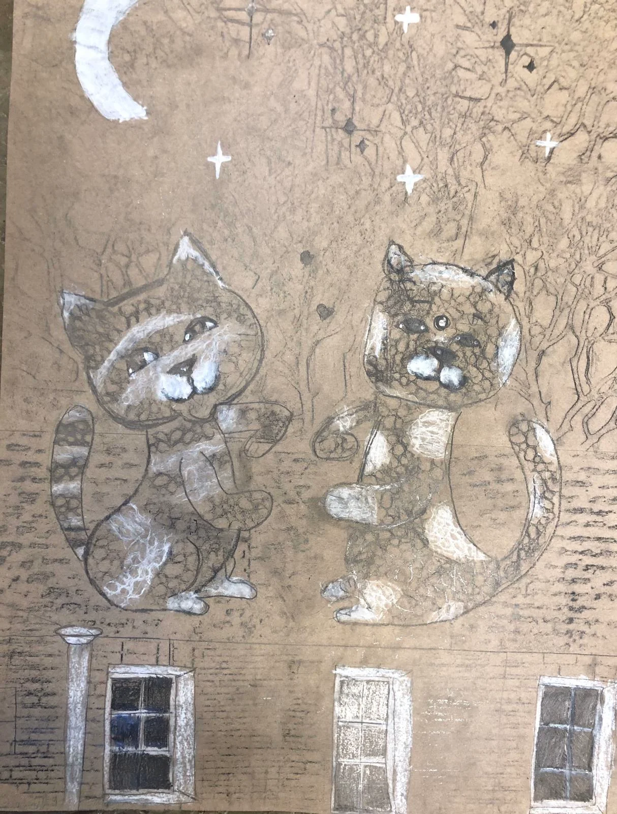 Schraffur mit Grafitstäben von Elisabeth Steinbock, 9 Jahre